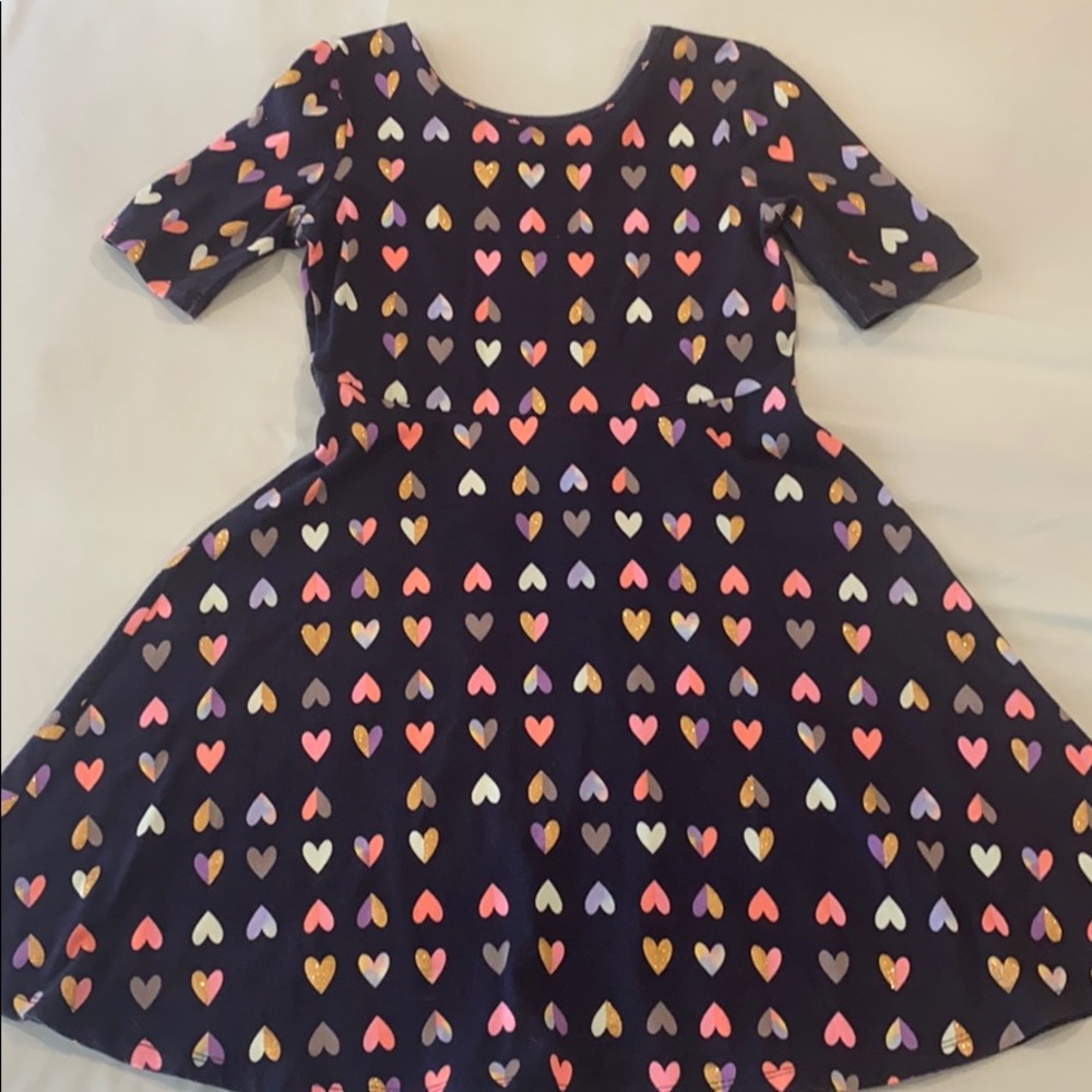 Girls Heart Dress with Glitter Detail